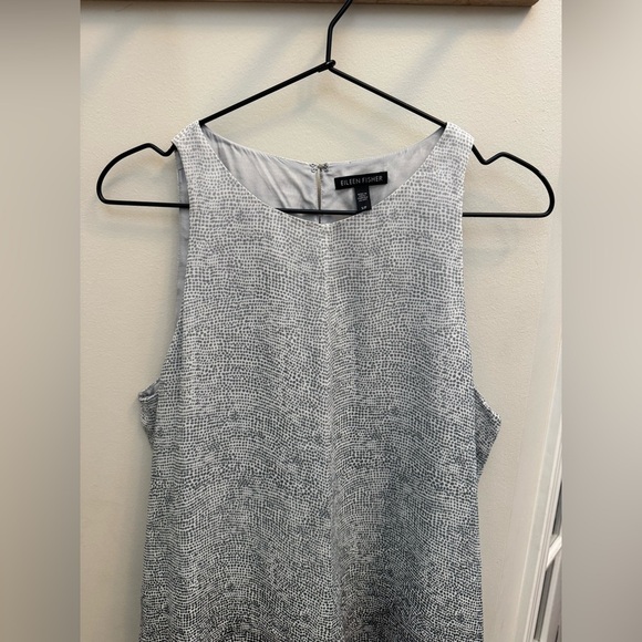 Eileen Fisher Ombred Thumbprint Silk Tank Dress - Picture 3 of 8